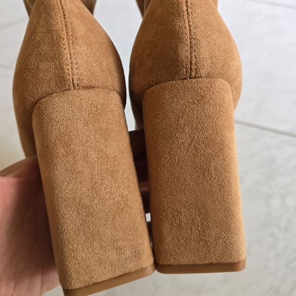 Miss Lola Milano Square Heel Boots In Nude Size 6.5 - Picture 7 of 16